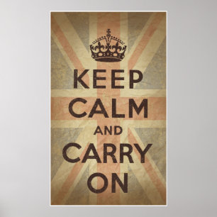 Håll lugn och bär på med UK-flagga Poster