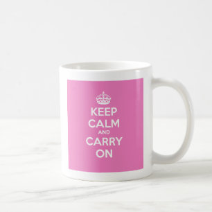 Håll lugn och bär på muggen - rosa kaffemugg