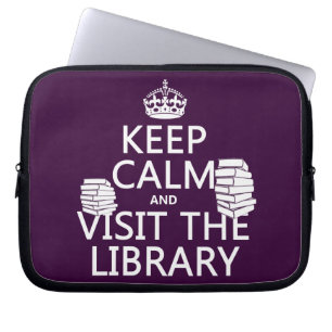 Håll lugn och besöka bibliotek - i någon färg laptop sleeve