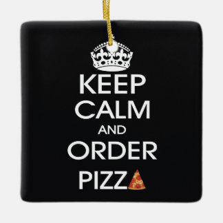 Håll lugn och beställ pizza julgransprydnad keramik