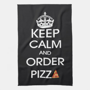 Håll lugn och beställ pizza kökshandduk