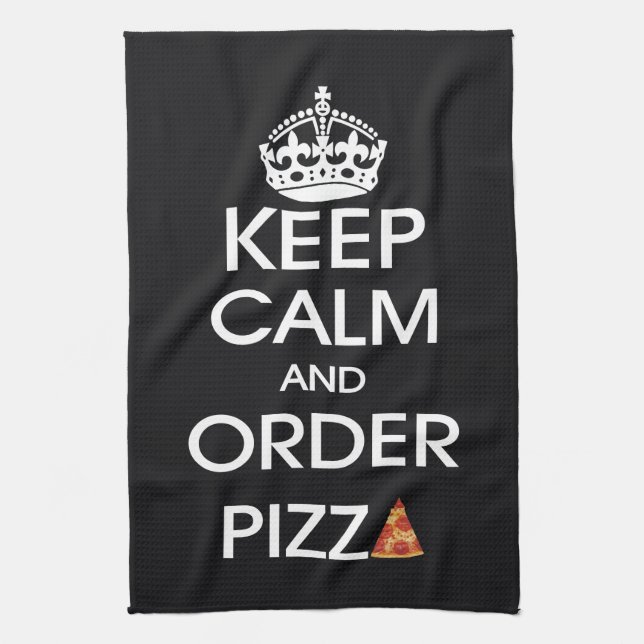 Håll lugn och beställ pizza kökshandduk (Vertikal)