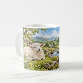 Håll lugn och breka på Rolig får-mugg Kaffemugg