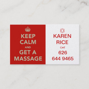 håll lugn och få en massage II Visitkort