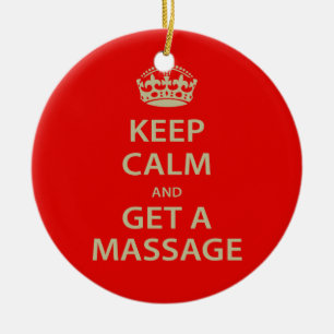 Håll lugn och få en massage julgransprydnad keramik