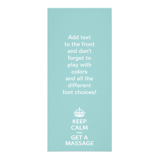 Håll lugn och få en massage reklamkort (Framsidan)