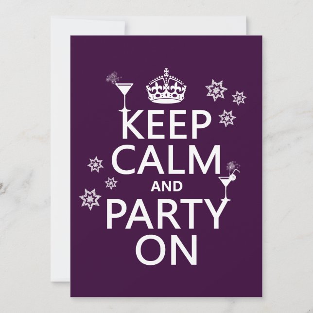 Håll lugn och festa på - allt färgar inbjudningar (Framsida)