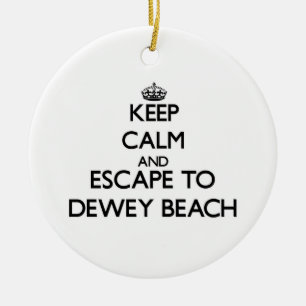 Håll lugn och flykten till den Dewey stranden Julgransprydnad Keramik