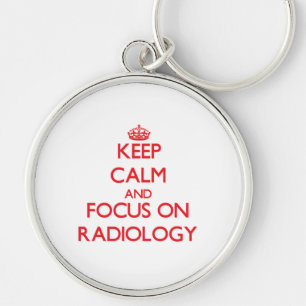 Håll lugn och fokusera på radiologi rund silverfärgad nyckelring