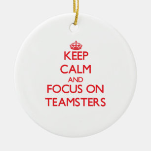 Håll lugn och fokusera på Teamsters Julgransprydnad Keramik