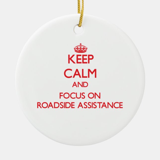 Håll lugn och fokusera på vägrenhjälp julgransprydnad keramik (Framsidan)