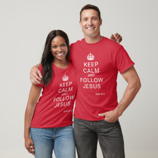 Håll lugn och följ Jesus Brittiska kronan Kristna T Shirt