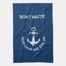 Håll lugn och fortsätt dyka, Ankar marinblå Kökshandduk