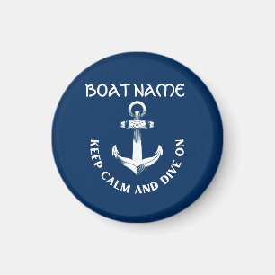 Håll lugn och fortsätt dyka, Ankar marinblå Magnet