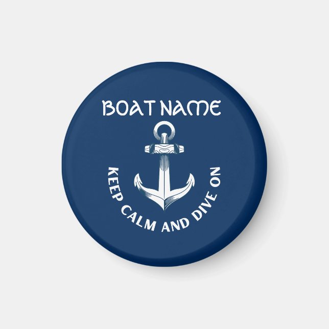 Håll lugn och fortsätt dyka, Ankar marinblå Magnet (Framsidan)