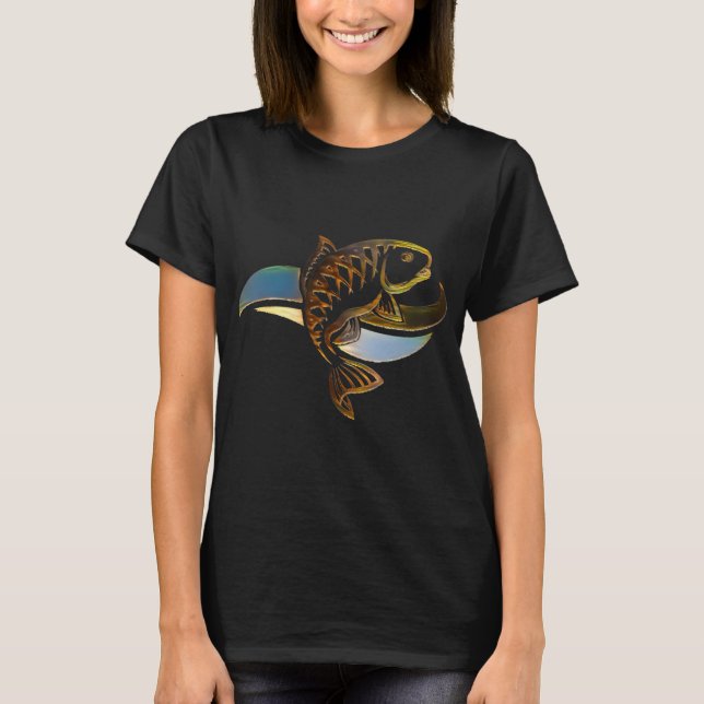 Håll lugn och fortsätt fiska t shirt (Framsida)