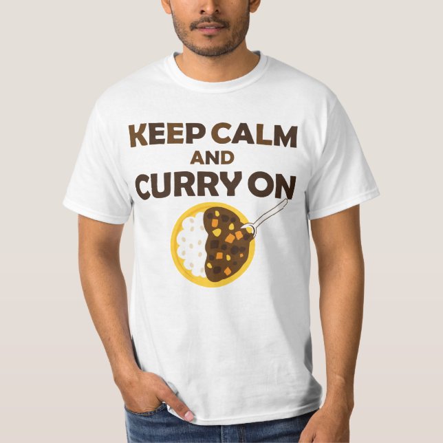 Håll lugn och fortsätt med Curry Grafisk T-Shirt (Framsida)