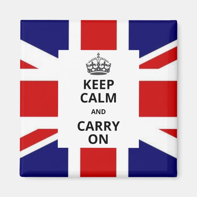 Håll lugn och fortsätt med magnet. British Union J Magnet (Framsidan)