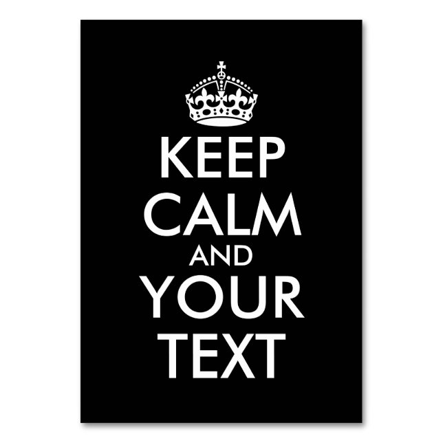 Håll lugn och fortsätt - Skapa dig själv Bordsnummer (Framsidan)