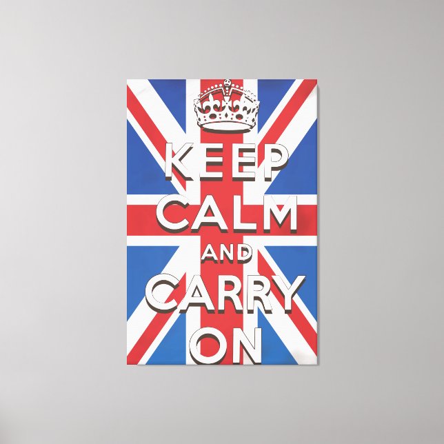 Håll lugn och fortsätt Storbritanniens flagga Canvastryck (Framsida)
