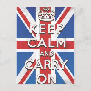 Håll lugn och fortsätt Storbritanniens flagga Vykort