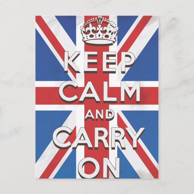 Håll lugn och fortsätt Storbritanniens flagga Vykort (Framsida)