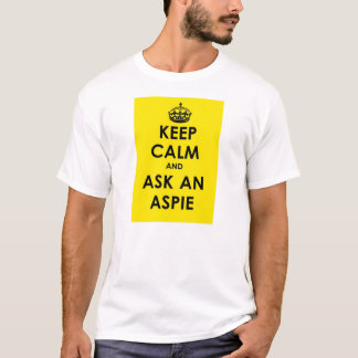 Håll lugn och fråga en Aspie - gul panelsvarttx Tee Shirt
