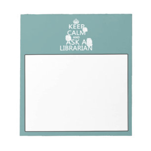 Håll lugn och fråga en bibliotekarie anteckningsblock