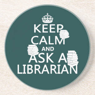 Håll lugn och fråga en bibliotekarie underlägg sandsten