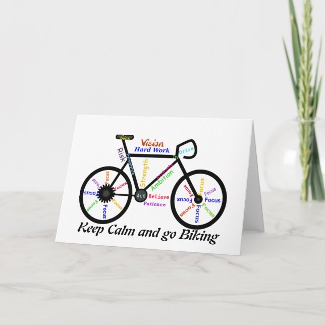 Håll lugn och gå att cykla, med Motivational ord Kort (Framsida)