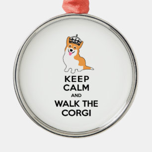 Håll lugn och gå den gulliga hunden för corgien julgransprydnad metall