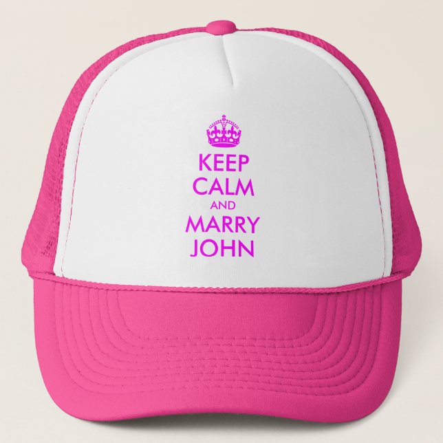 Håll lugn och gift dig med John Hat Truckerkeps (Framsida)
