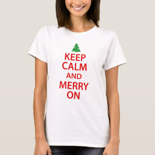 Håll lugn och glatt på röd/grön jul t-shirt