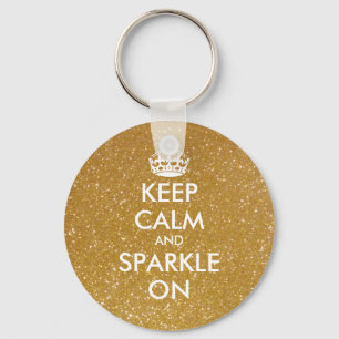 Håll lugn och gnistran på guld- glitterkeychains nyckelring