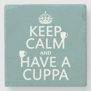 Håll lugn och ha en Cuppa - allt färgar Stenunderlägg