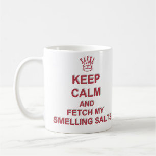Håll lugn och hämta min luktsalt - röd text kaffemugg
