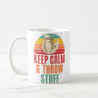Håll lugn och kasta saker Rolig keramik Kaffemugg