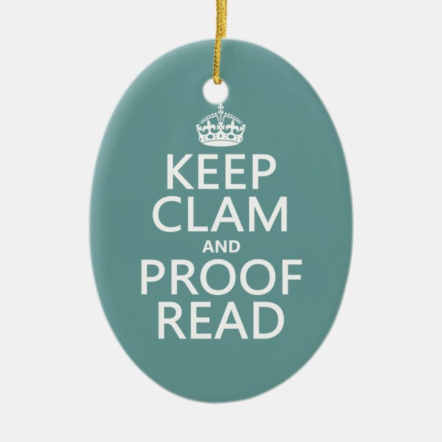 Håll lugn och korrekturläsa (musslan) (någon färg) julgransprydnad keramik (Framsidan)