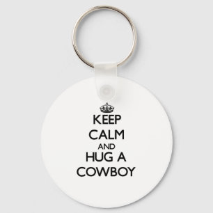 Håll lugn och krama en Cowboy Nyckelring