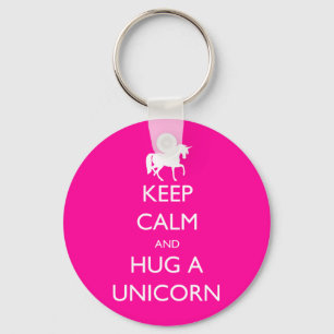 Håll lugn och krama en Unicorn Nyckelring