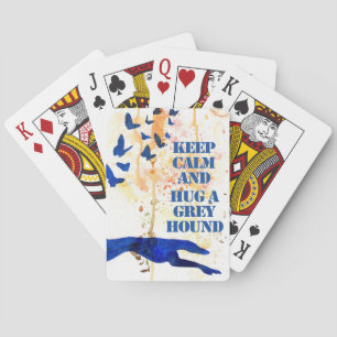 Håll lugn och krama en vinthund (a409) spel kort