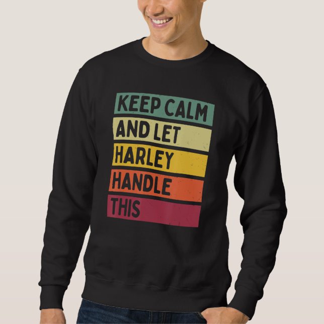 Håll lugn och låt Harley hantera detta Citat Retro Lång Ärmad Tröja (Framsida)