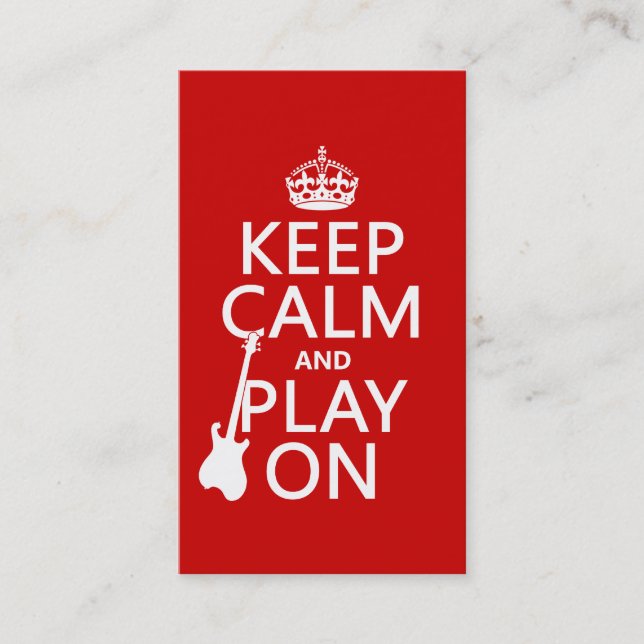 Håll lugn och leka på (gitarren) (någon färg) visitkort (Framsida)
