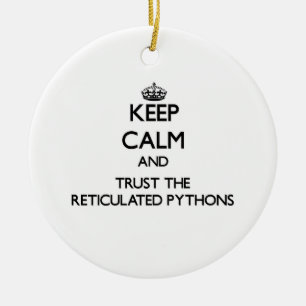 Håll lugn och lita på de Reticulated pytonormern Julgransprydnad Keramik