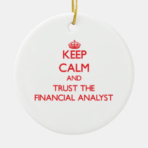 Håll lugn och lita på den finansiella analytiker julgransprydnad keramik