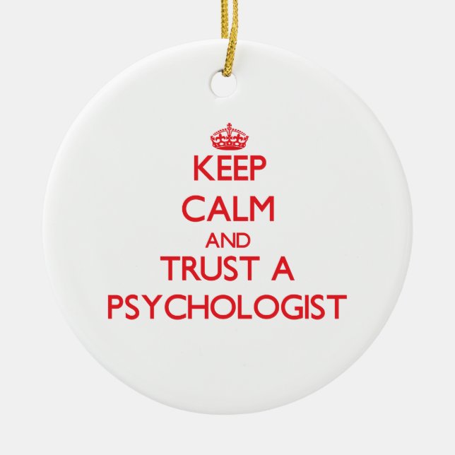 Håll lugn och lita på en psykolog julgransprydnad keramik (Framsidan)