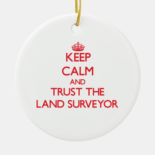 Håll lugn och lita på landinspektör julgransprydnad keramik (Framsidan)