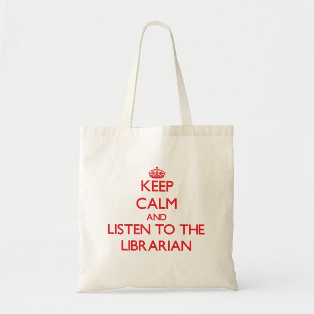 Håll lugn och lyssna till bibliotekarien tygkasse (Framsidan)