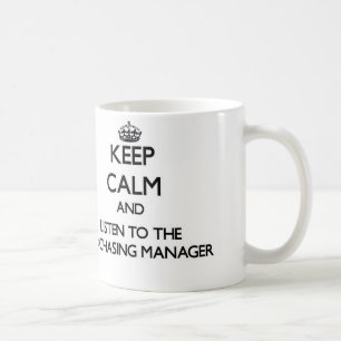 Håll lugn och lyssna till den inhandla chefen kaffemugg