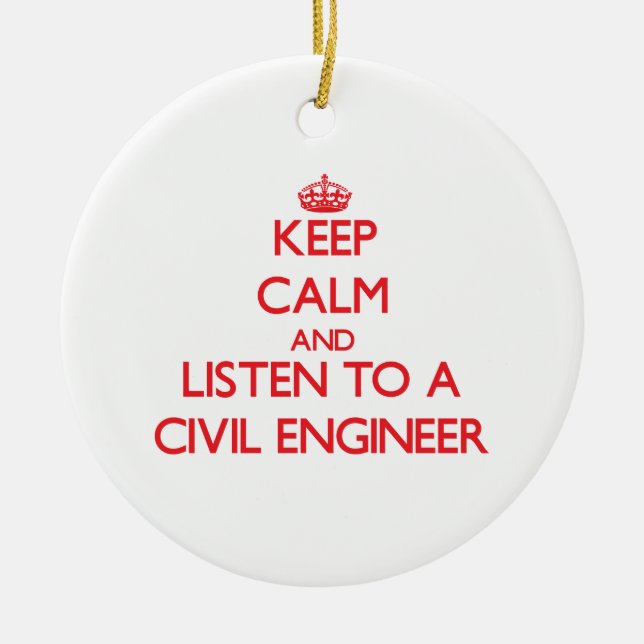 Håll lugn och lyssna till en väg-och julgransprydnad keramik (Framsidan)